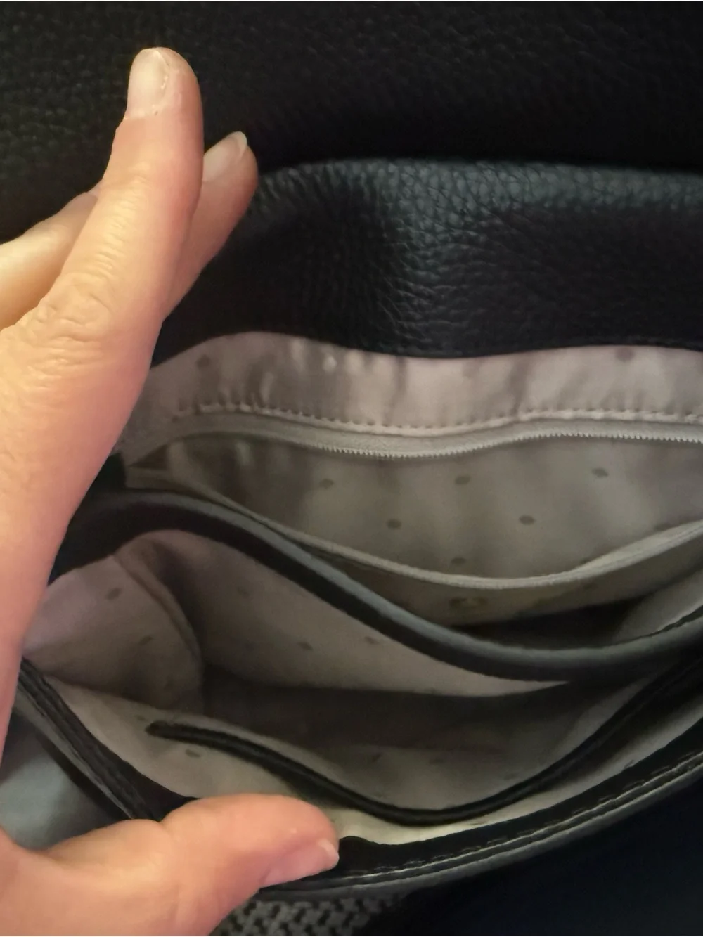 kate spade Black Leather Bag with Gold Grommet Trim